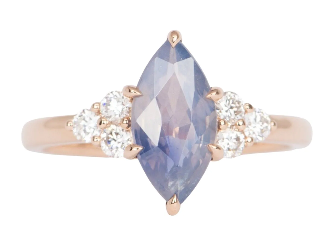 2.09ct GIA Certified Natural Bi-Color Sapphire with Diamond Engagement Ring 14K Rose Gold R6471