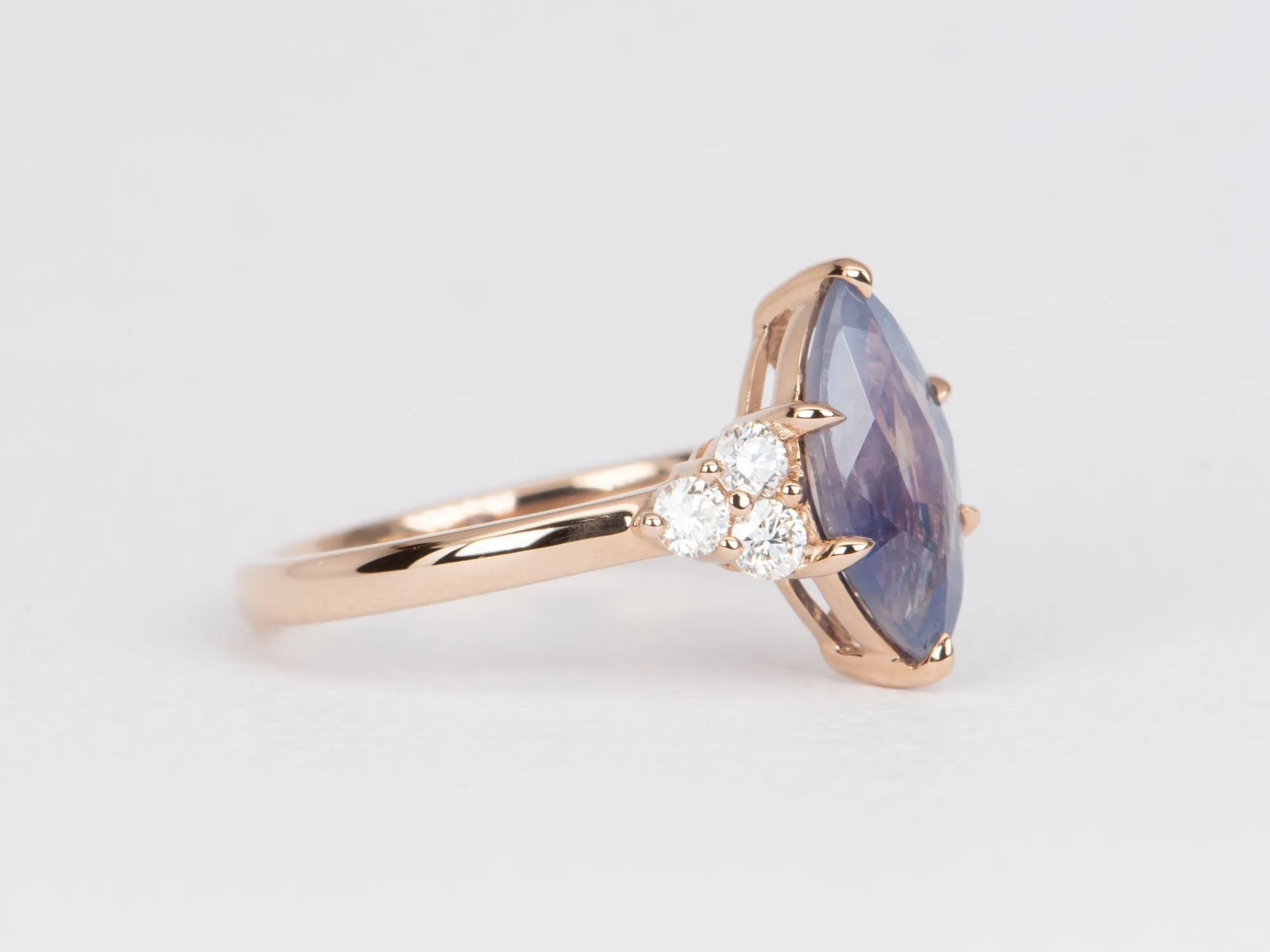 2.09ct GIA Certified Natural Bi-Color Sapphire with Diamond Engagement Ring 14K Rose Gold R6471