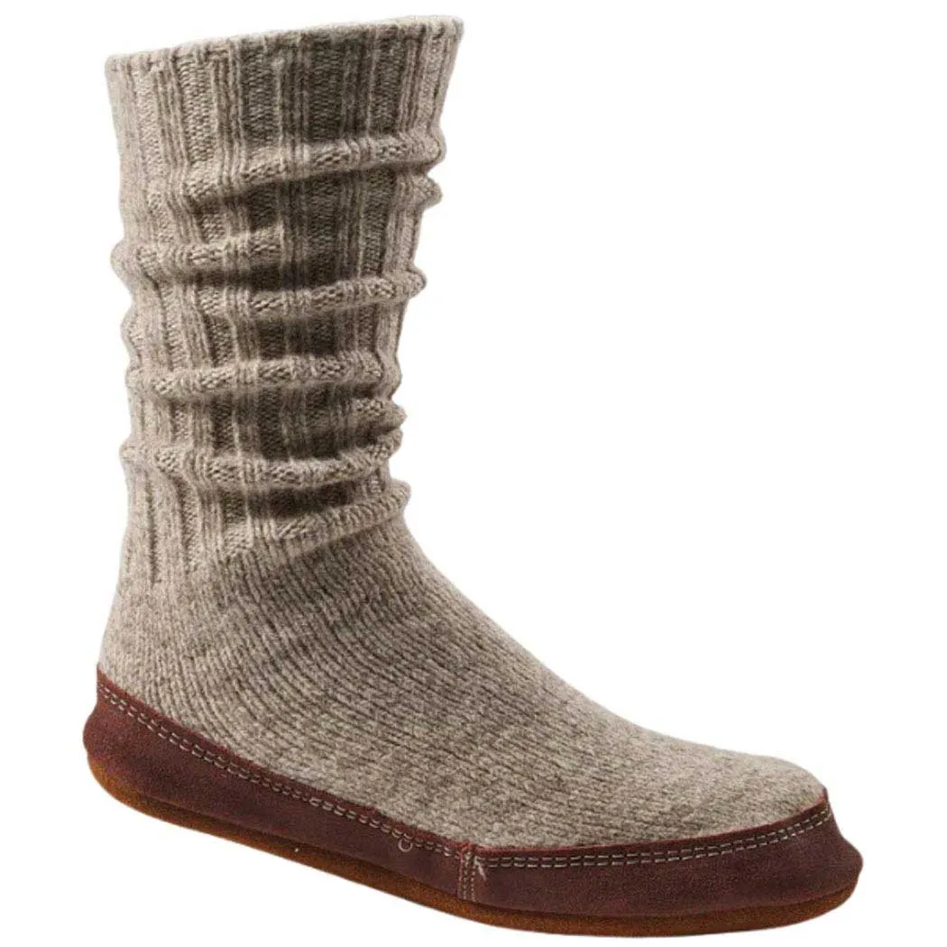 Acorn Slipper Sock Grey Ragg Wool (Unisex)