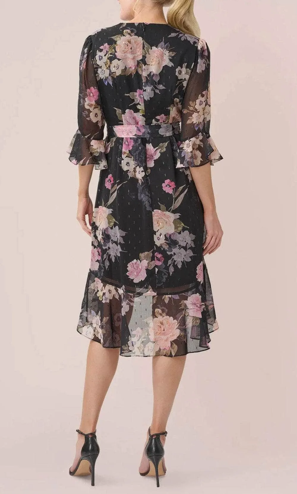 Adrianna Papell AP1D104917 - Floral Tie Waist Chiffon Dress