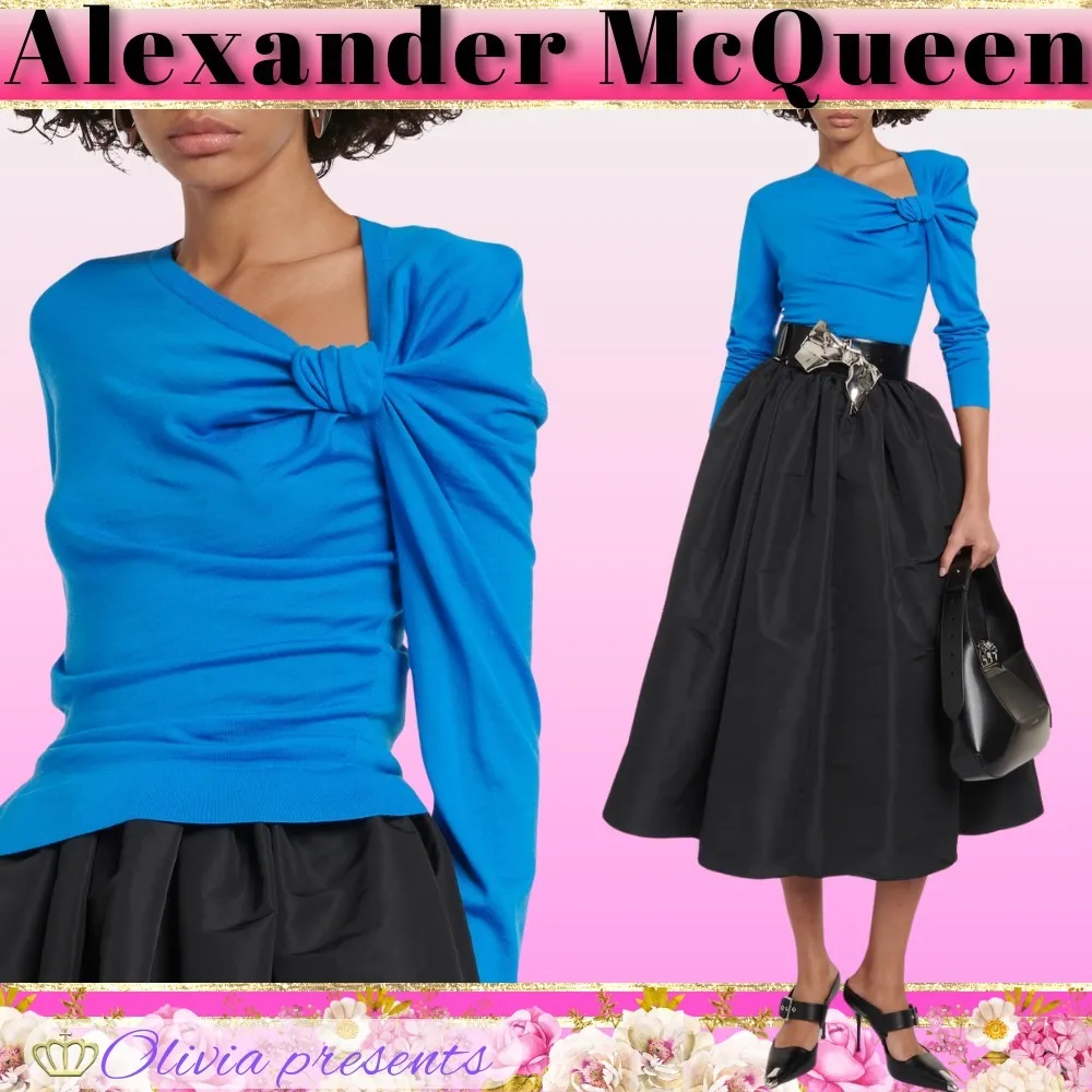 alexander mcqueen  |Casual Style Wool Long Sleeves Plain Party Style