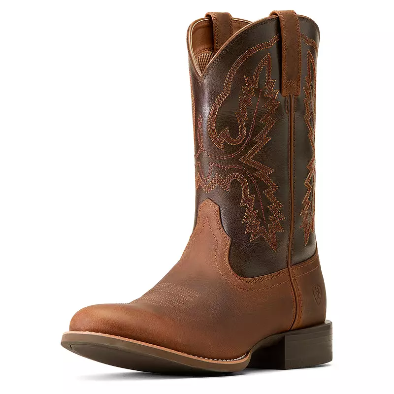 'Ariat' Men's 11 Sport Stratten Western Round Toe - Sorrel Crunch / Bitter Brown