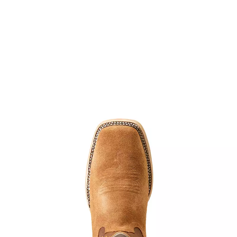 'Ariat' Men's Brushrider Western Square Toe - Suntan Roughout / Rusty Brown