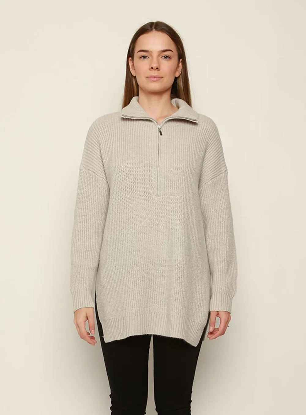 Bounty Wool Zip Knit-Grey