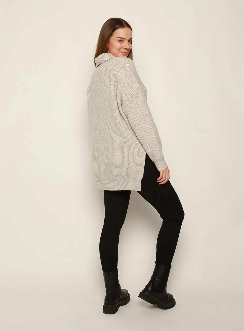 Bounty Wool Zip Knit-Grey