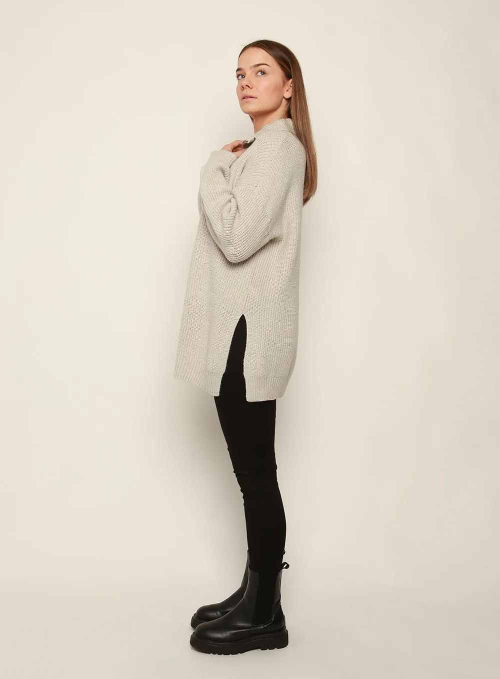 Bounty Wool Zip Knit-Grey