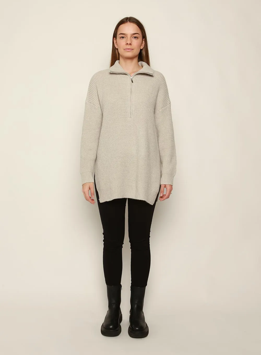 Bounty Wool Zip Knit-Grey