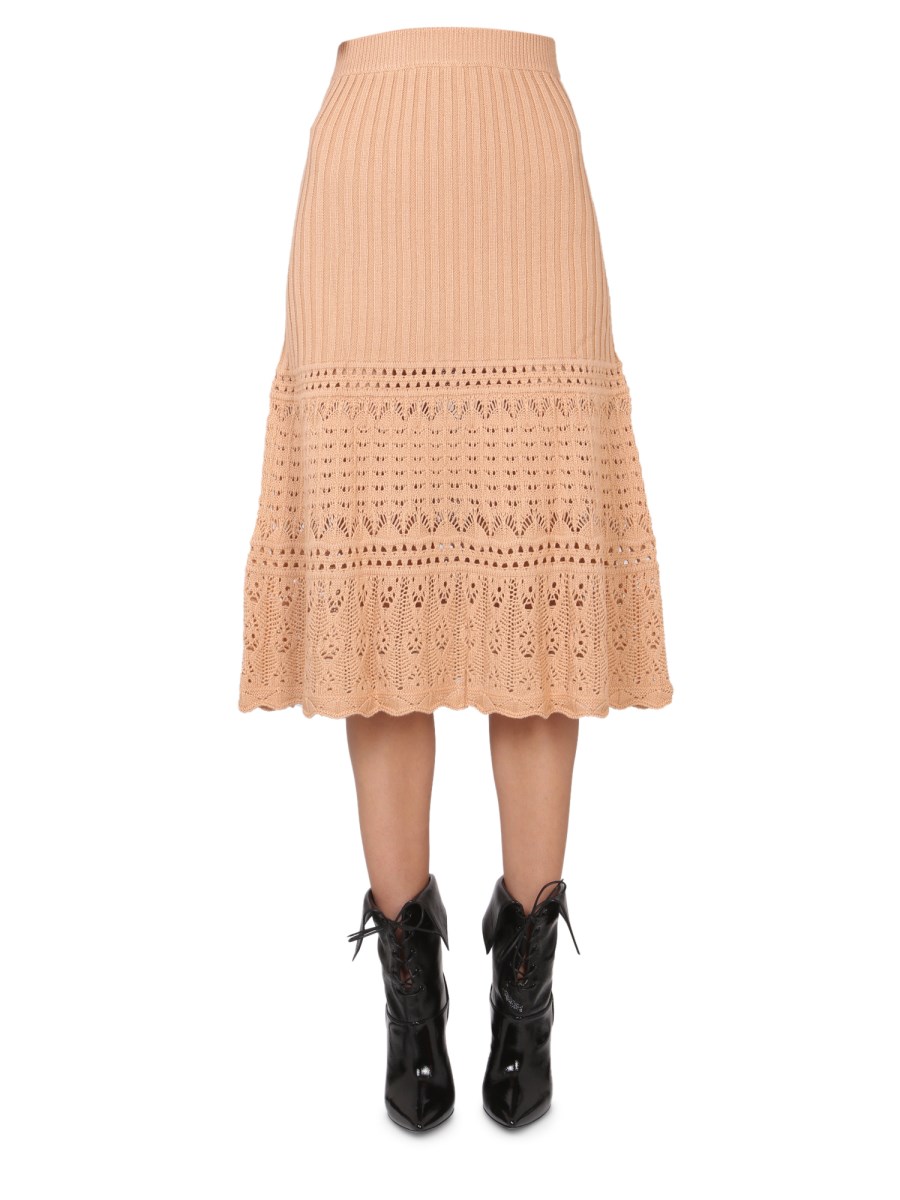 BOUTIQUE MOSCHINO    WOOL BLEND MIDI SKIRT