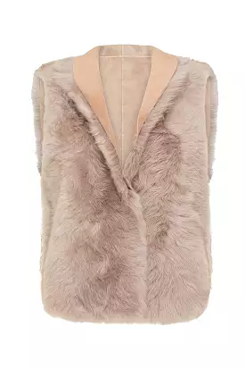 Bushwick Reversible Vest Taupe Shearling