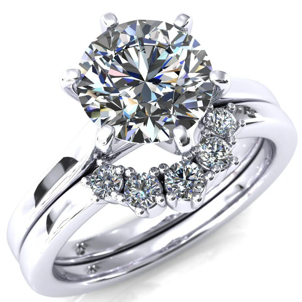 Darci Round Lab-Grown Diamond Center Stone 6 Prong Cathedral Solitaire Engagement Ring