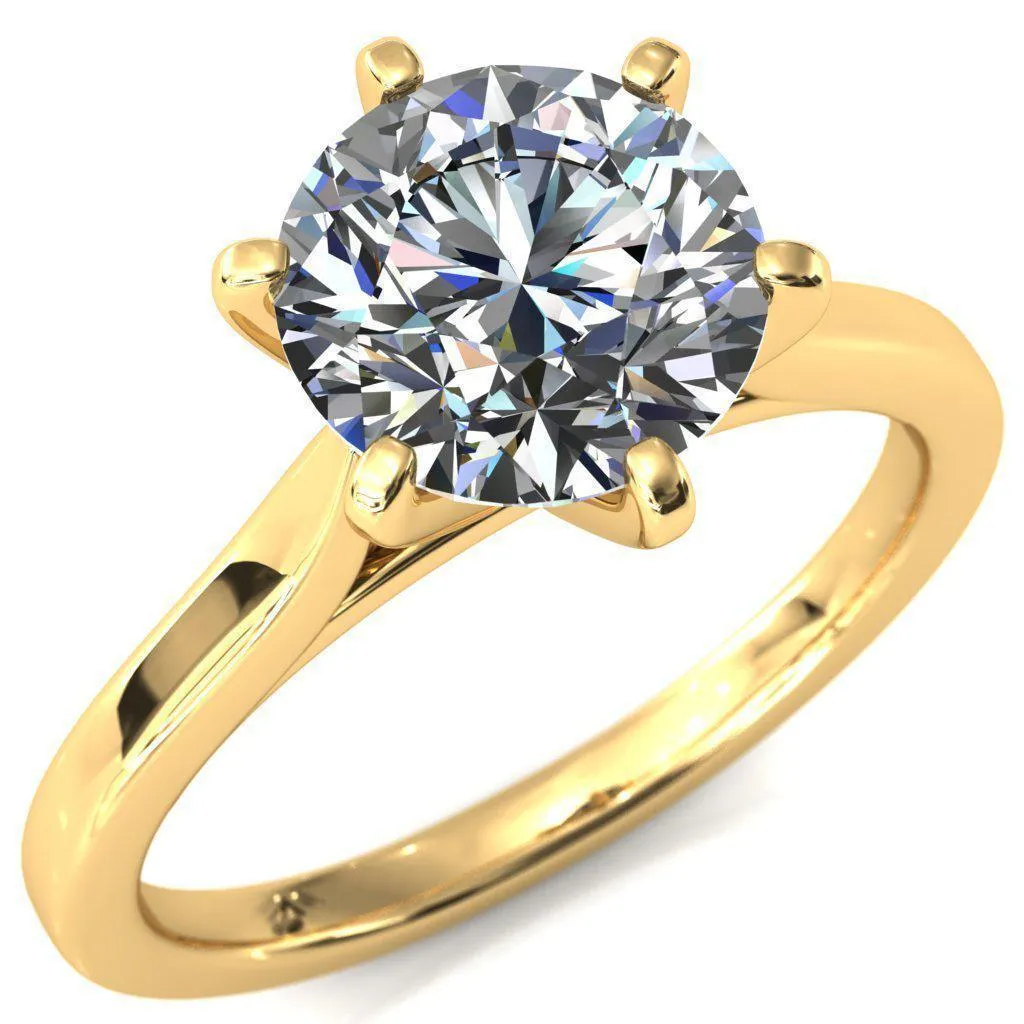 Darci Round Lab-Grown Diamond Center Stone 6 Prong Cathedral Solitaire Engagement Ring