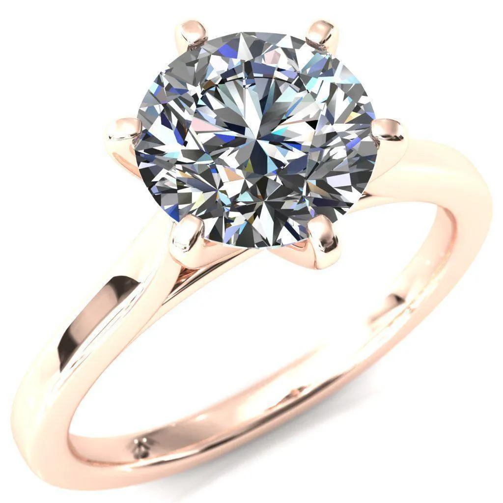 Darci Round Lab-Grown Diamond Center Stone 6 Prong Cathedral Solitaire Engagement Ring