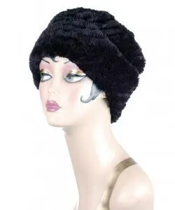 Desert Sand in Midnight Luxury Faux Fur Cuffed Pillbox Hat