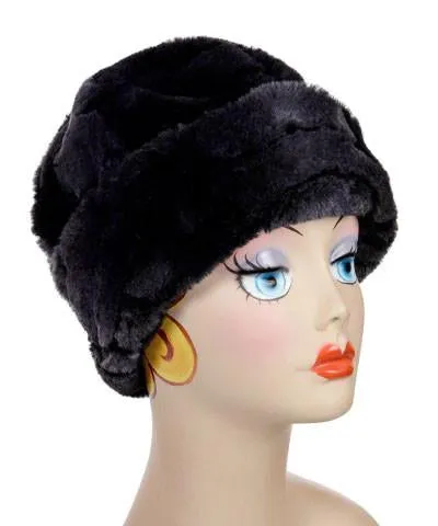 Ebony Dream with Cuddly Black Luxury Faux Fur Medium Beanie