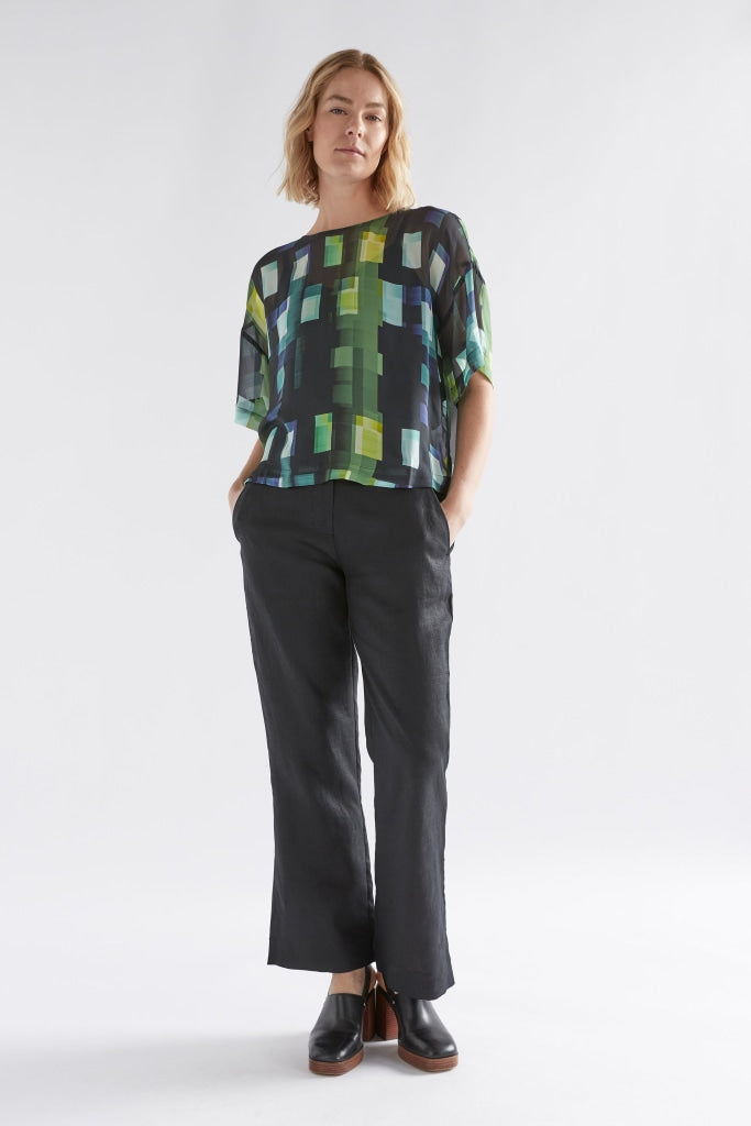 Elk The Label - Indi Sheer Top - Green Shutter Grid