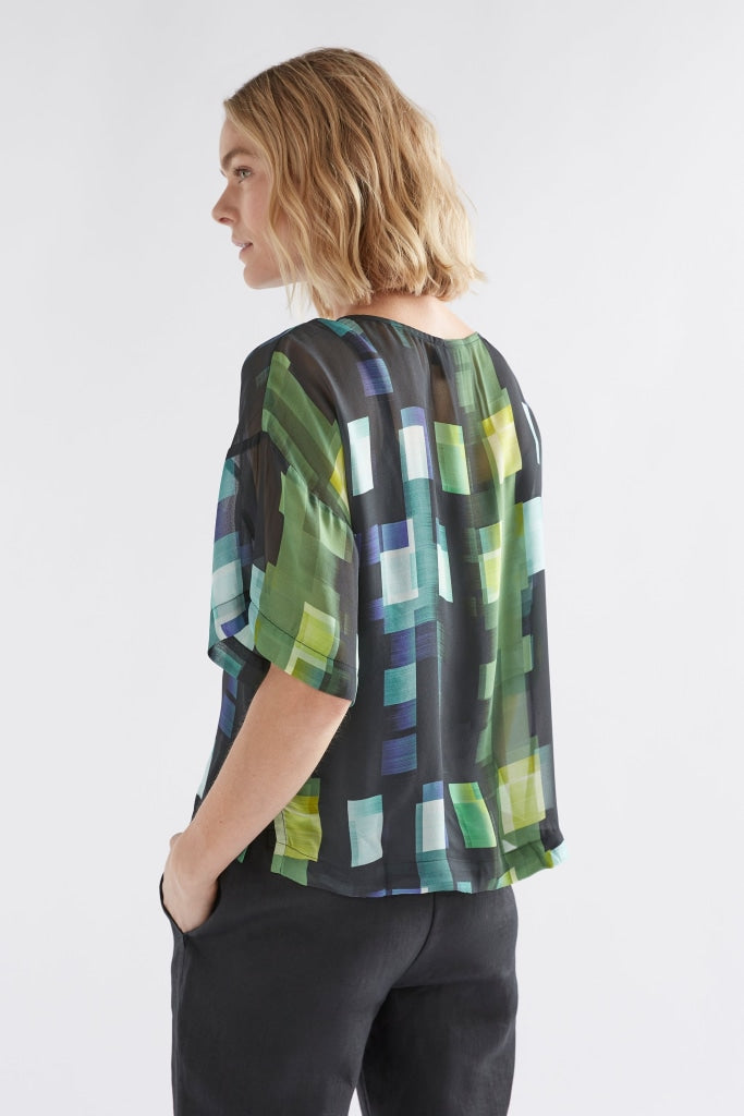 Elk The Label - Indi Sheer Top - Green Shutter Grid