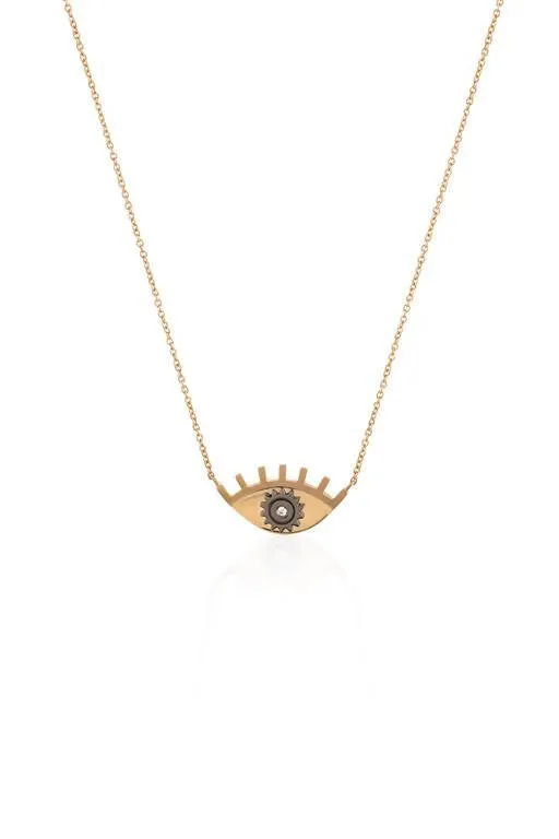 gold-small-eye-gear-necklace - By Delcy