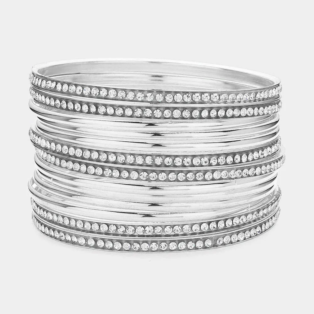 iLLASPARKZ 13PCS - Rhinestone Metal Bangle Layered Bracelets