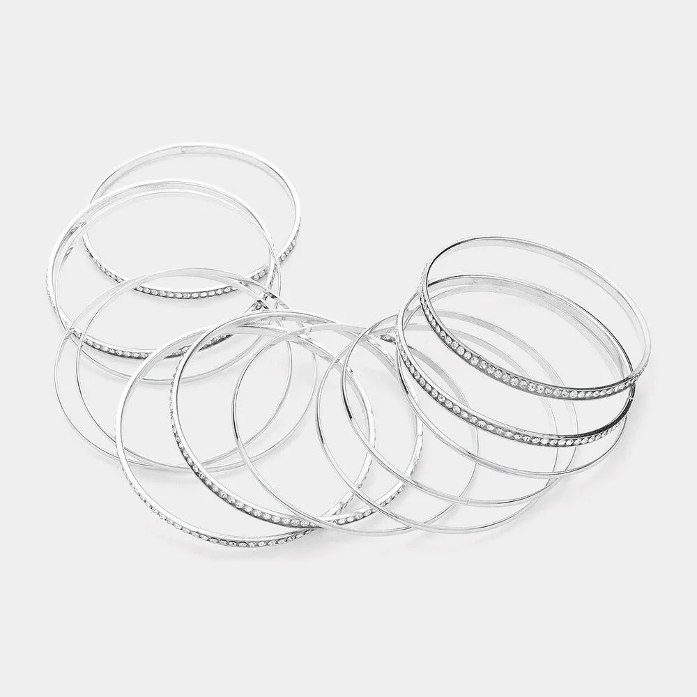 iLLASPARKZ 13PCS - Rhinestone Metal Bangle Layered Bracelets