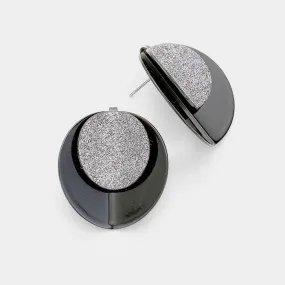 iLLASPARKZ Layered Shimmering Fold Round Disc Stud Earrings