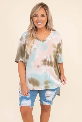 Just Around The Riverbend Top, Olive-Aqua