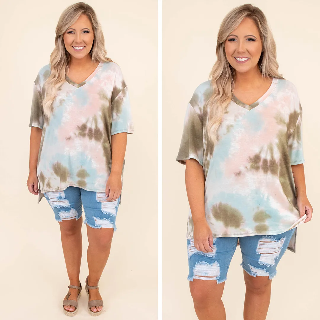 Just Around The Riverbend Top, Olive-Aqua