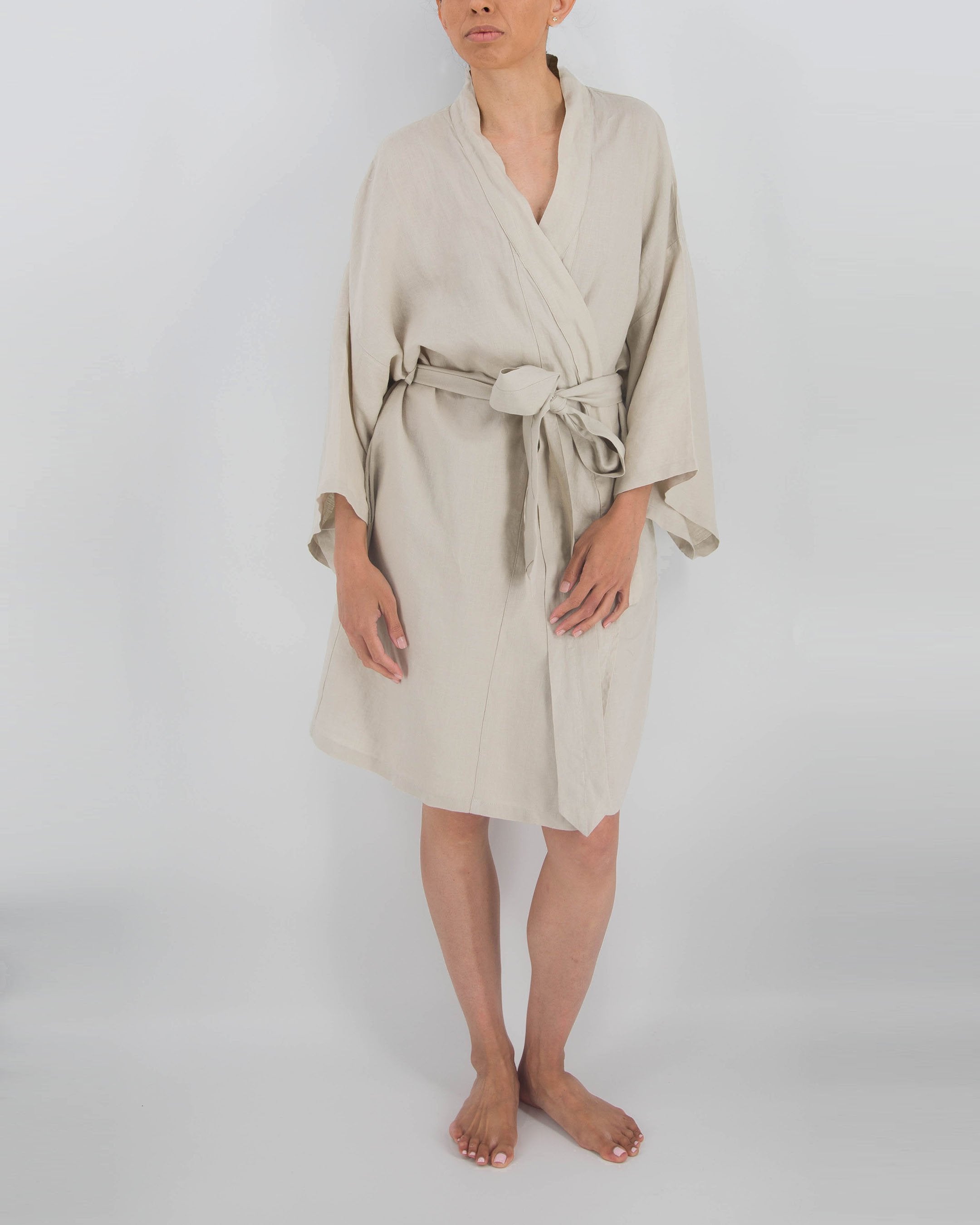 Leia Mid-Length French Linen Robe