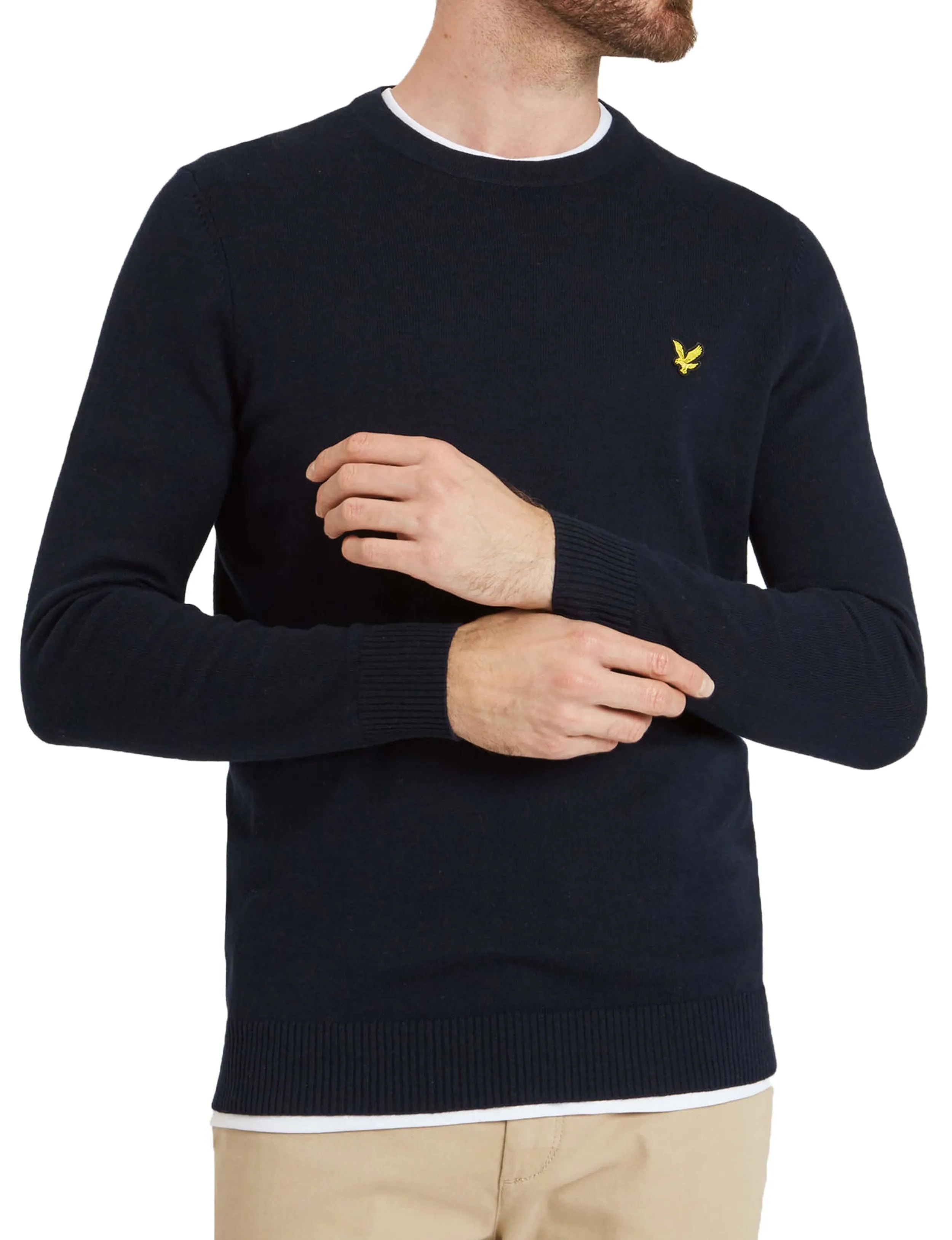 Lyle & Scott Cotton Merino Wool Jumper Dark Navy