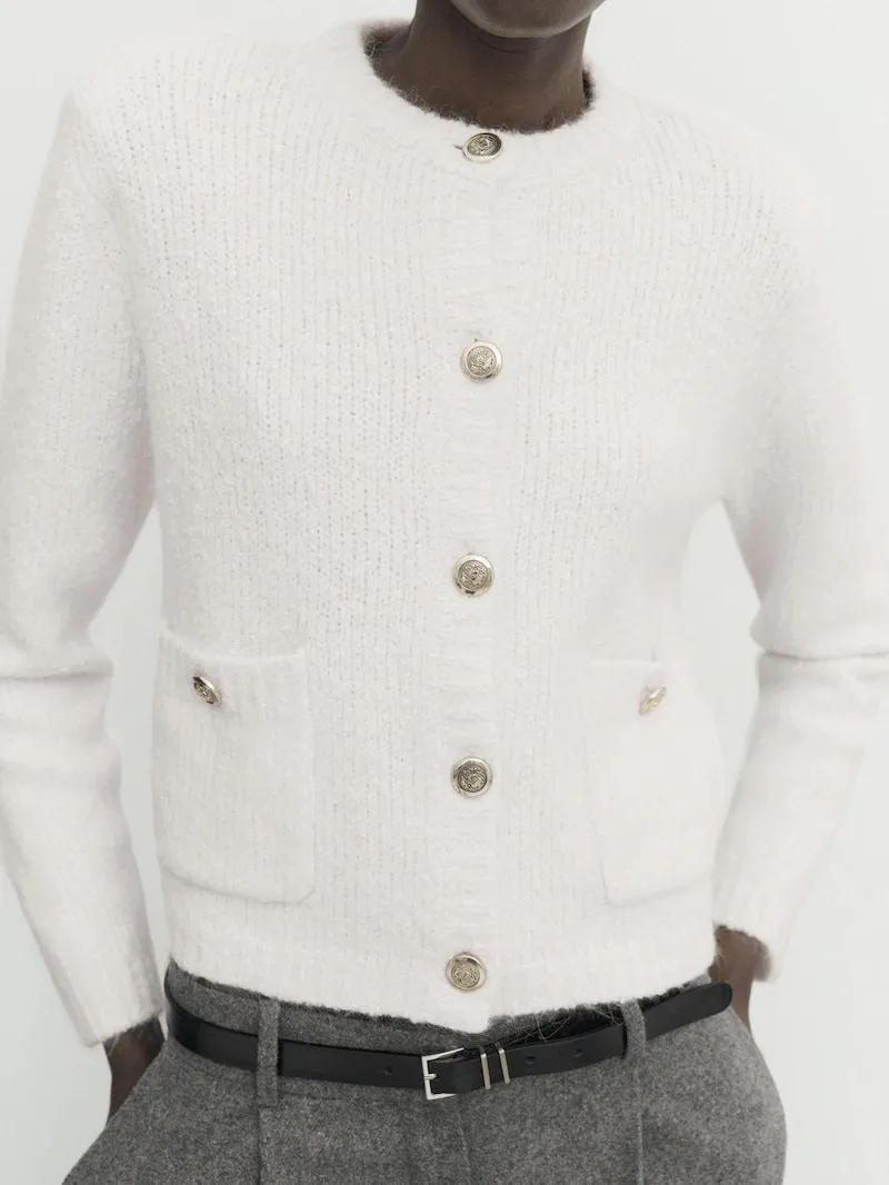 Massimo Dutti  |Casual Style Wool Long Sleeves Plain Cotton Office Style