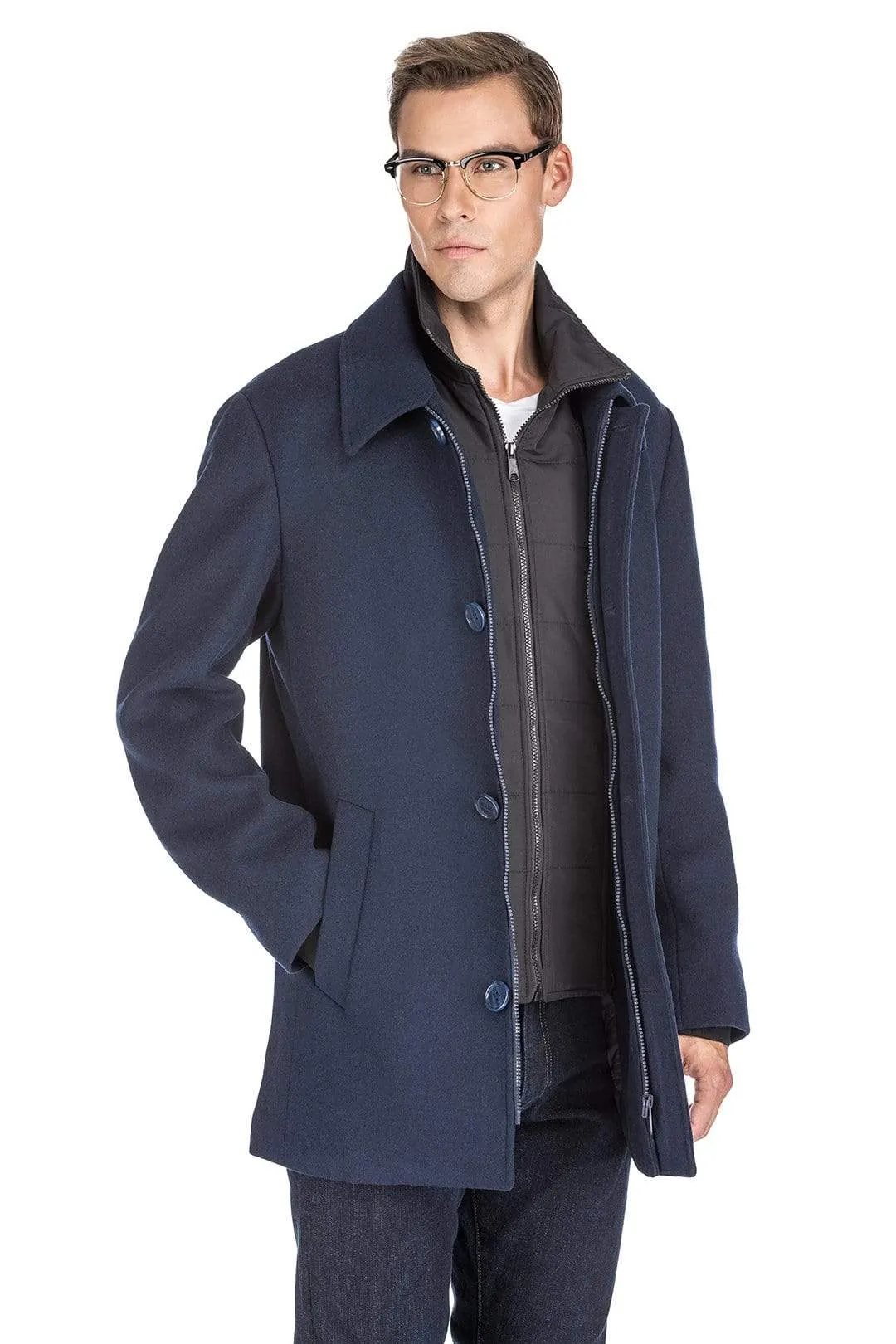 Men's Classic Fit Wool Blend Bibbed Topcoat