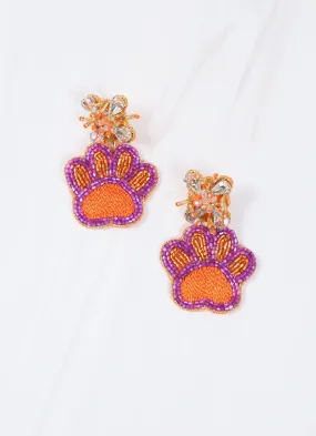 Paw Print Earring ORANGE PURPLE