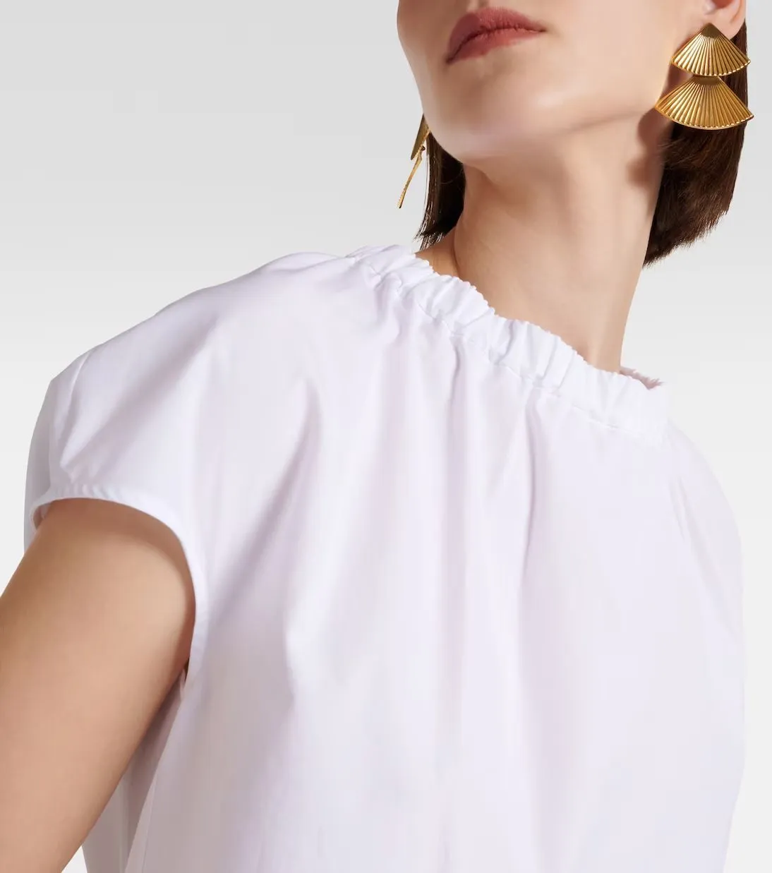 S Max Mara  |Plain Cotton Short Sleeves Shirts & Blouses