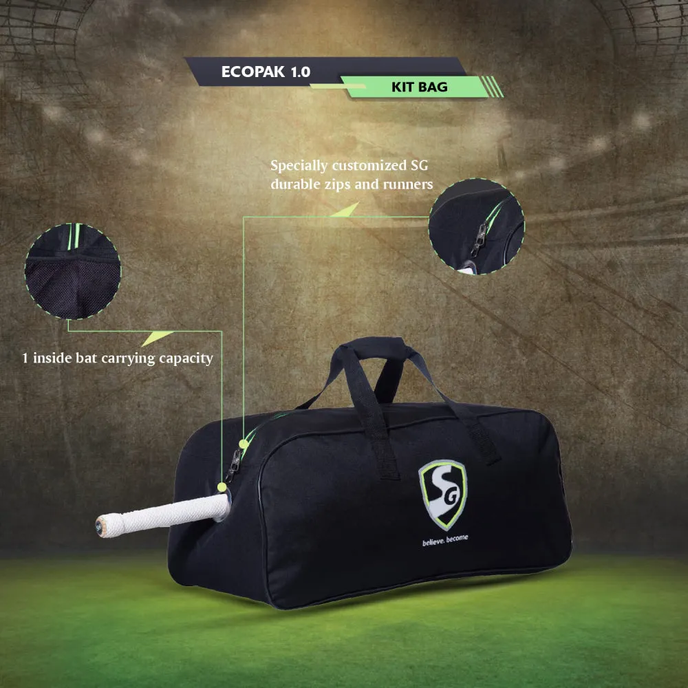 SG Ecopak 1.0 Cricket Kit Bag (Black/Green)