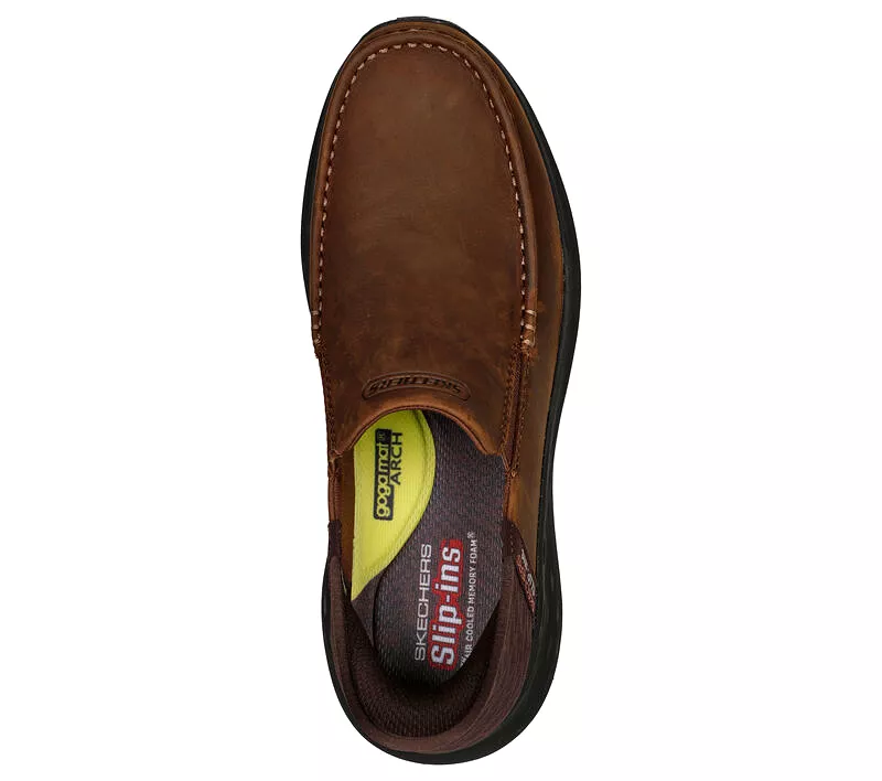 'Skechers' Men's Slip-ins Relaxed Fit: Parson-Oswin - Dark Brown (Extra Wide)