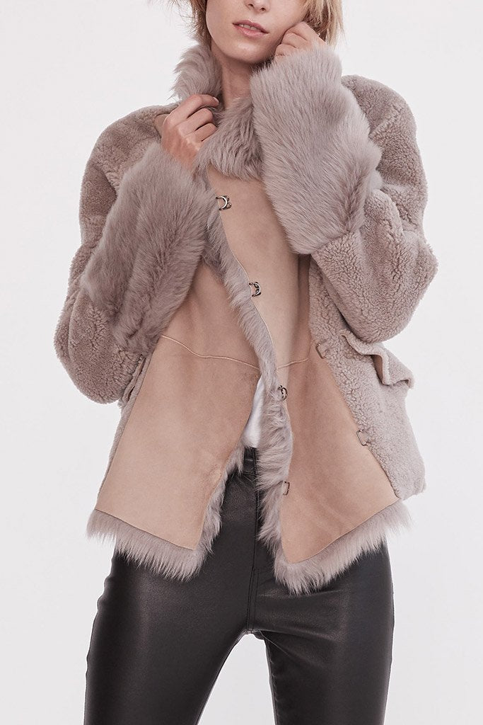 Spring Street Shearling Coat Taupe Shearling