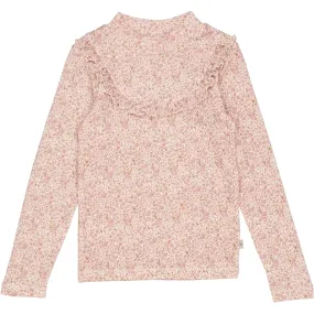 T-shirt Wool Ruffle LS - ivory flowers