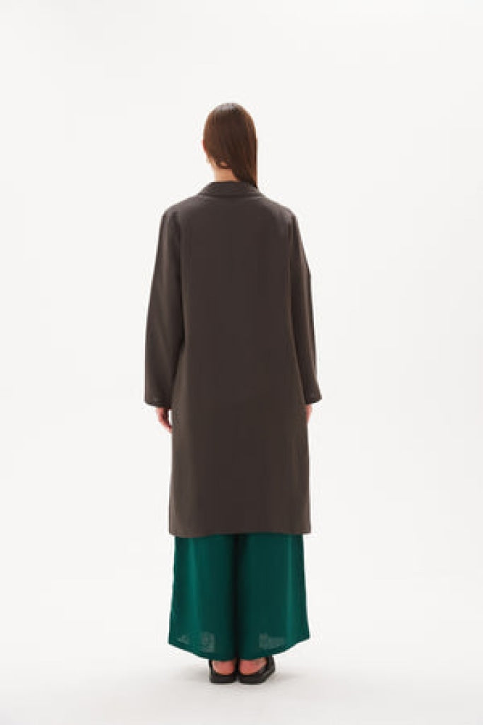 Tirelli - Linen Duster Coat - Dark Ocean