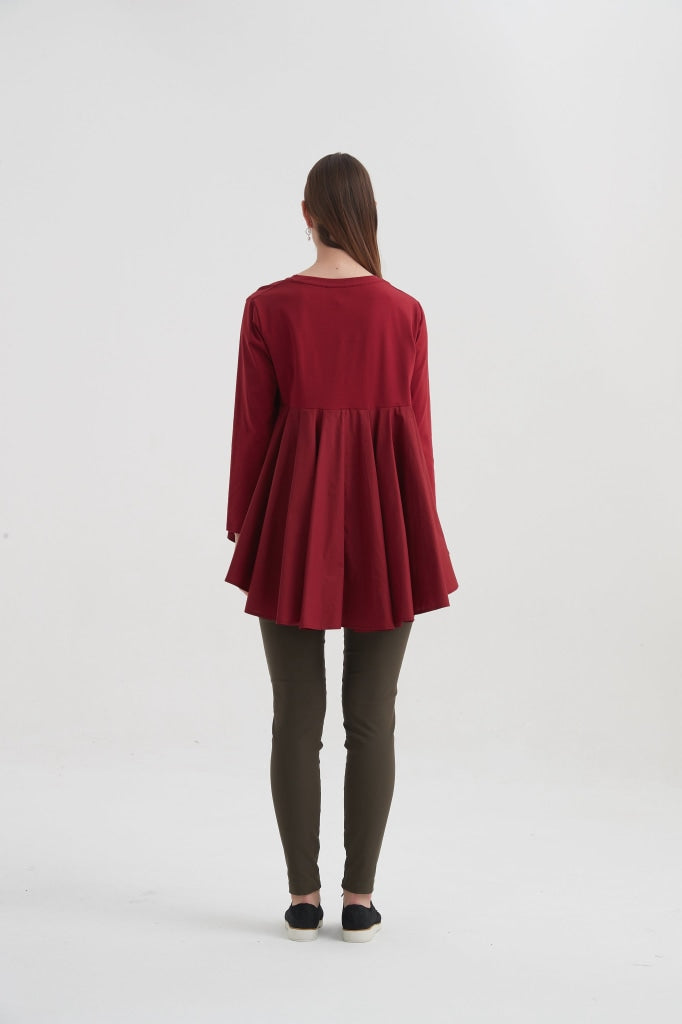 Tirelli - Pleat Back Combi Top - Wine