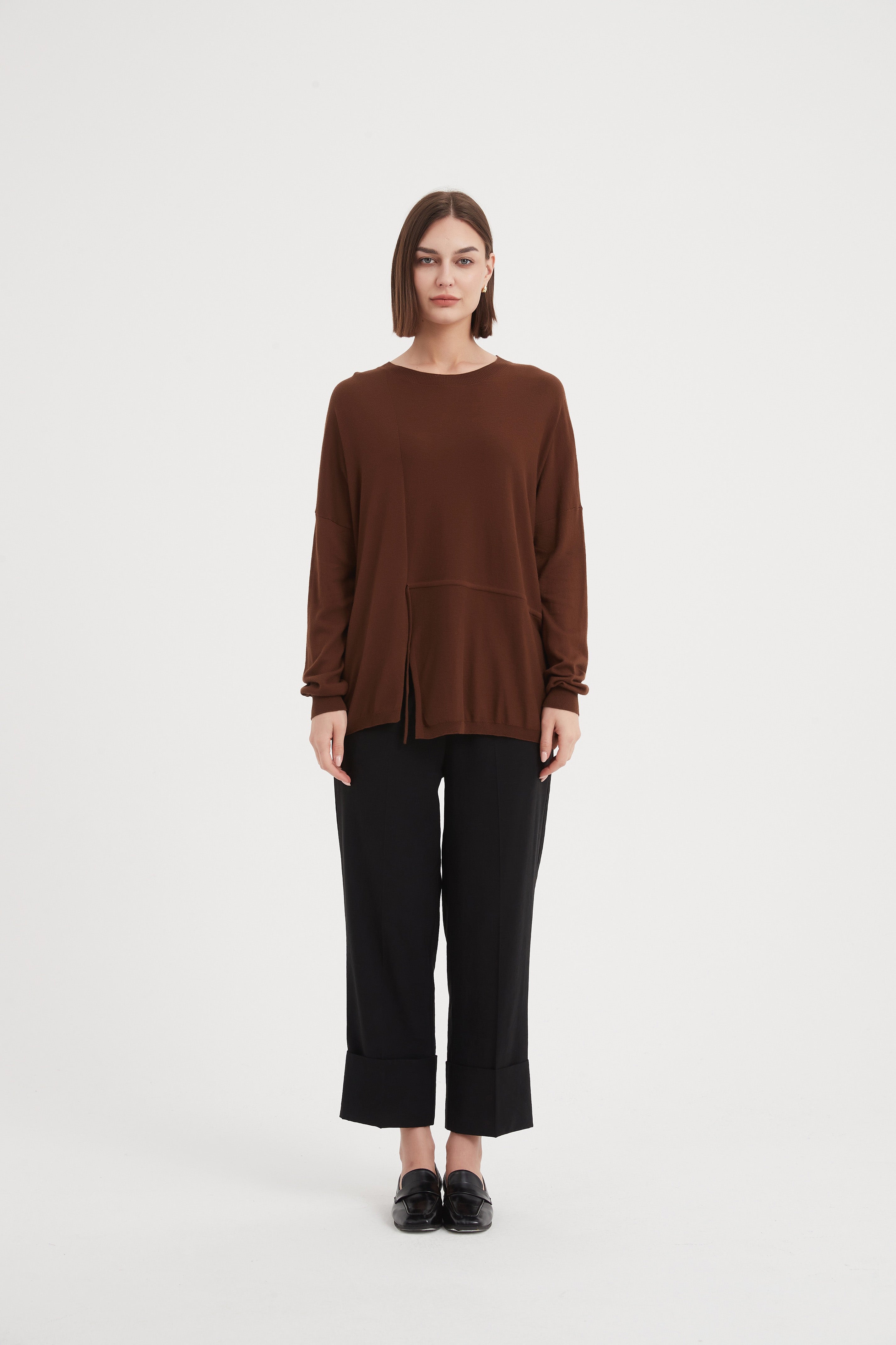 Tirelli - Split Detail Knit Top - Mocha