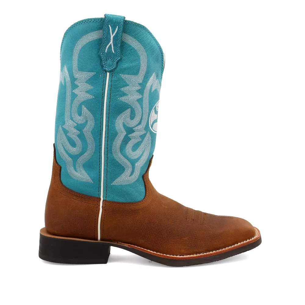 'Twisted X' Men's 12 Hooey Western Square Toe - Gingerbread / Turquoise