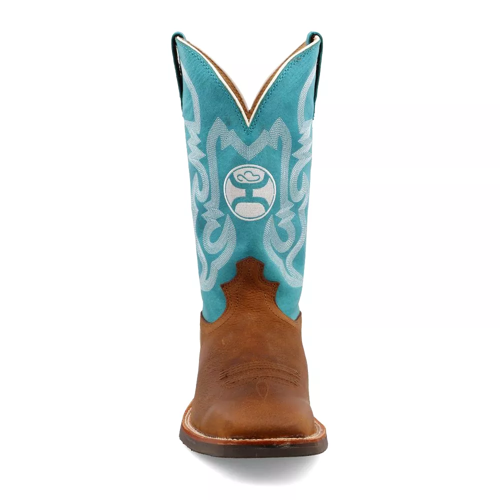 'Twisted X' Men's 12 Hooey Western Square Toe - Gingerbread / Turquoise