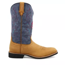 'Twisted X' Men's 12 Hooey Western Square Toe - Peanut / Teal