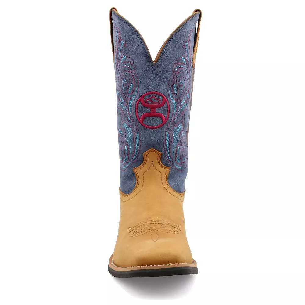 'Twisted X' Men's 12 Hooey Western Square Toe - Peanut / Teal