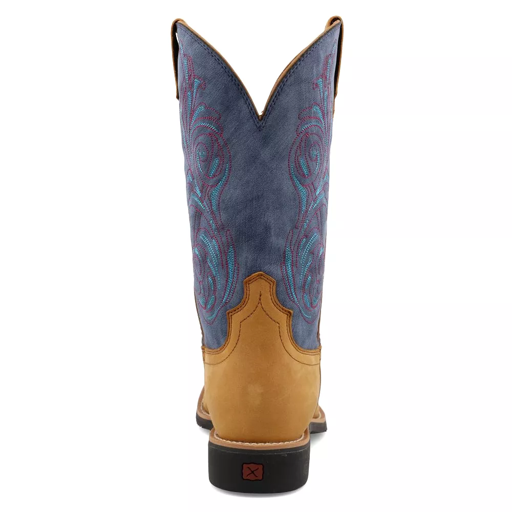 'Twisted X' Men's 12 Hooey Western Square Toe - Peanut / Teal