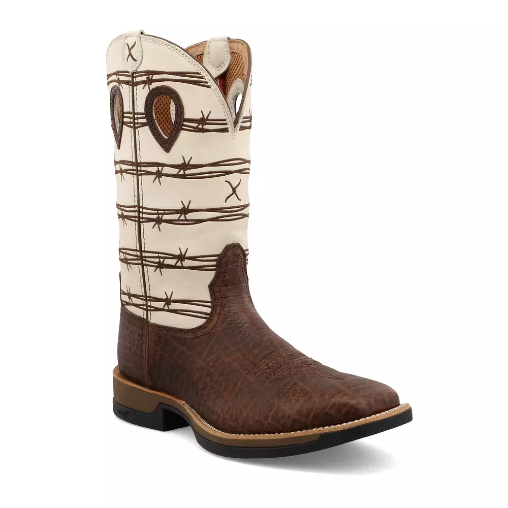 'Twisted X' Men's 12 Tech X CellStretch Western Square Toe - Brown / Bone