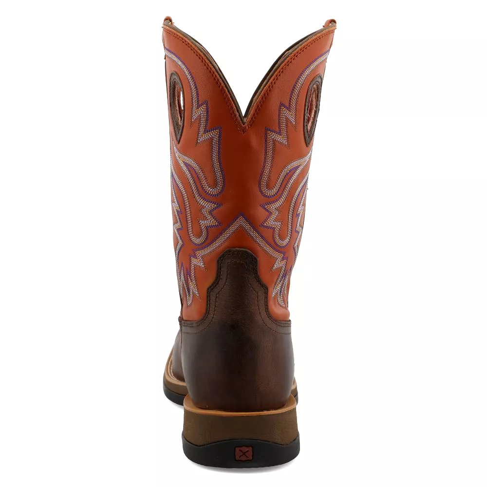 'Twisted X' Men's 12 Tech-X CellStretch Western Square Toe - Brown / Orange