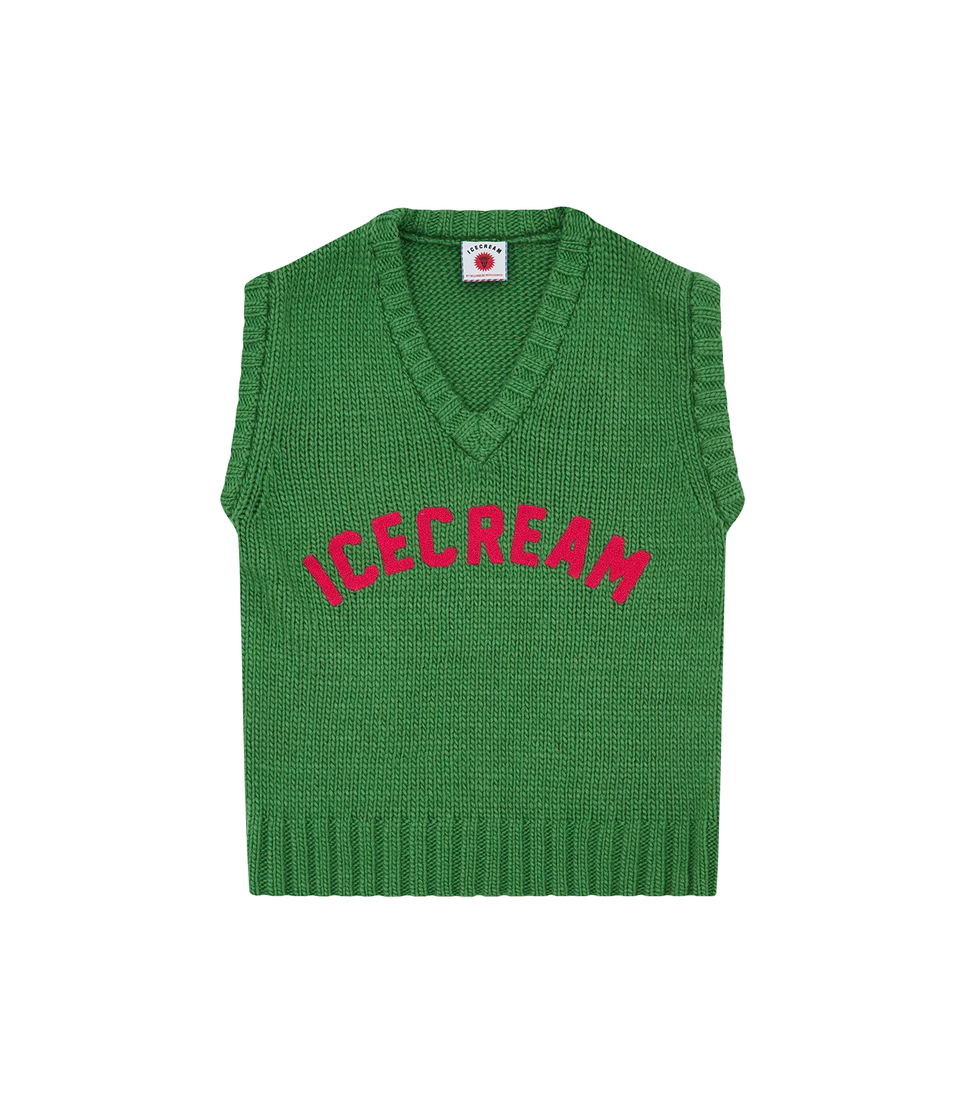 V-NECK KNITTED VEST - GREEN