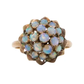 Vintage Bright Australian Opal High Dome Ring 14K Gold R6716