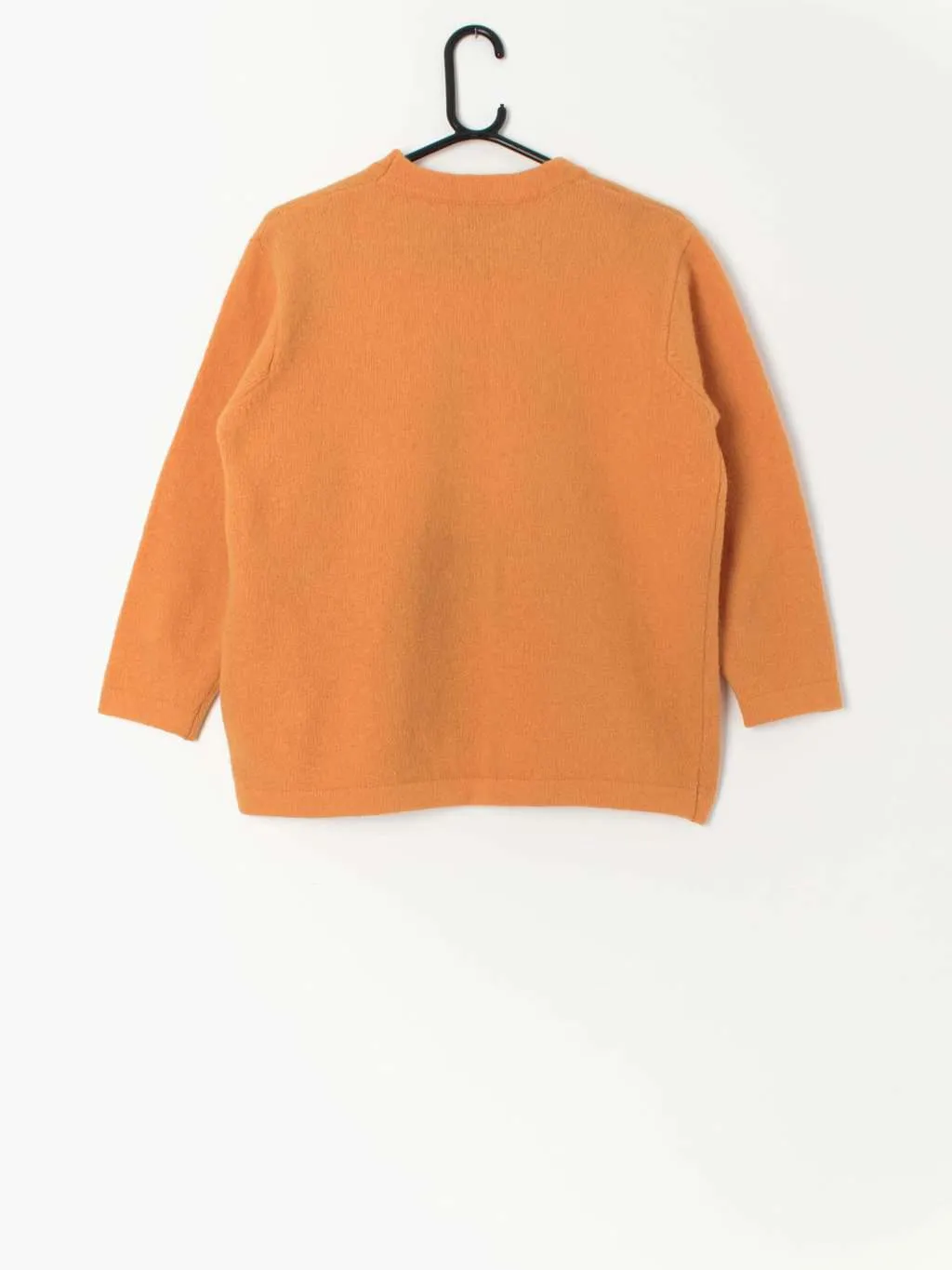 Vintage United colours of Benetton orange wool jumper with cat applique – Medium