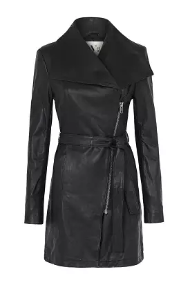 Washington Street Drape Trench Black Leather